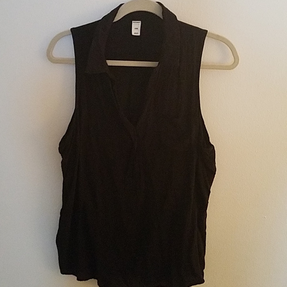 Collared black tank